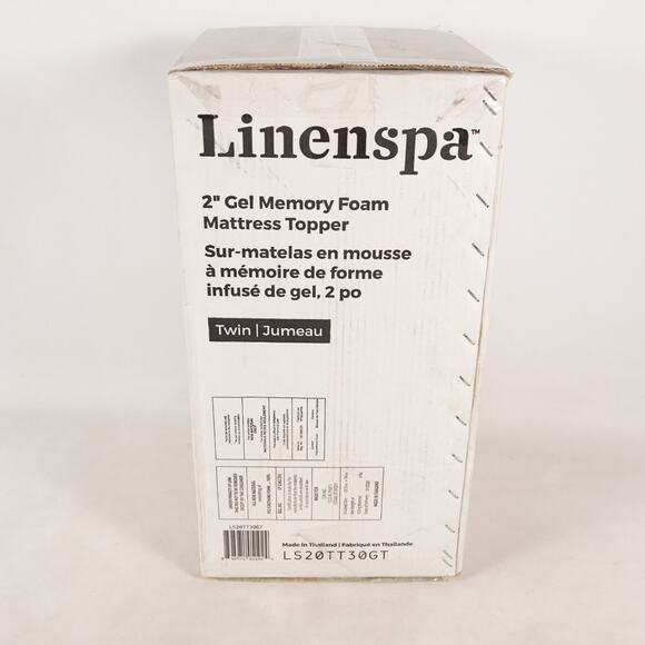 Linenspa 2" Gel Memory Foam Mattress Topper Twin Size Bed Cushion NEW Sealed - Picture 1 of 6